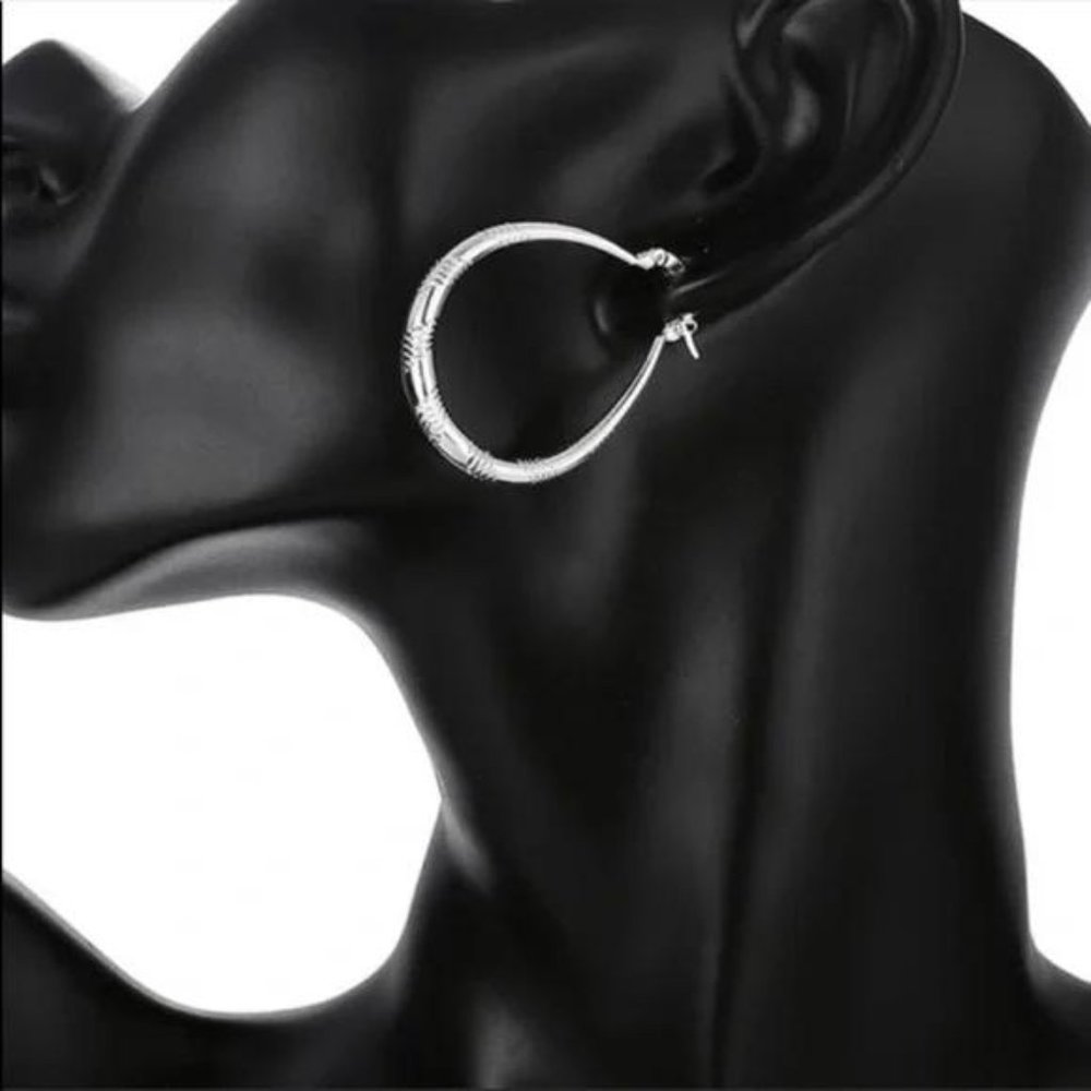 NEW 925 STERLING SILVER HOOP EARRINGS, NICE EARRINGS, CUTE EARRINGS. - Picture 5 of 6